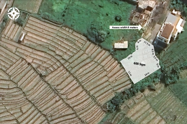 6 Are Land For Sale Freehold With Ricefield View in Cemagi Beachside